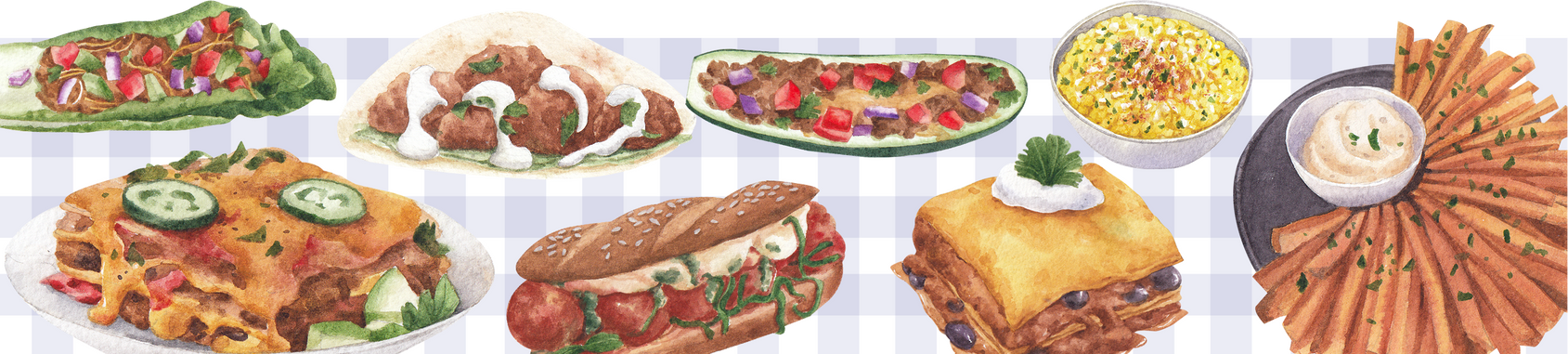 Mexican Food  Border Watercolor